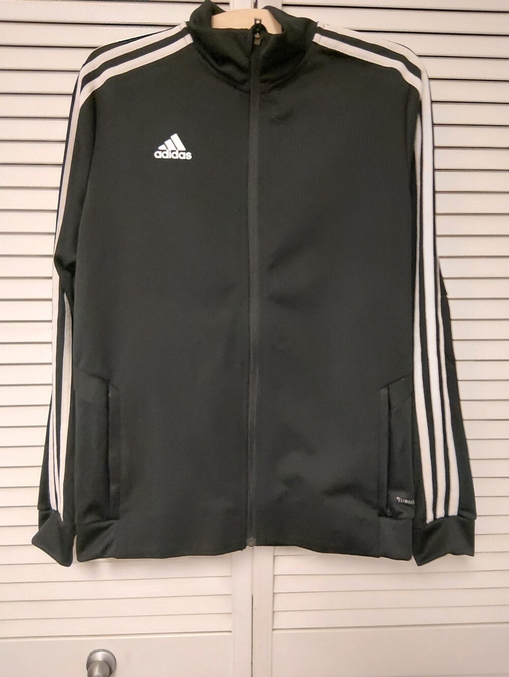adidas Black Track Jacket with White Three-Stripes